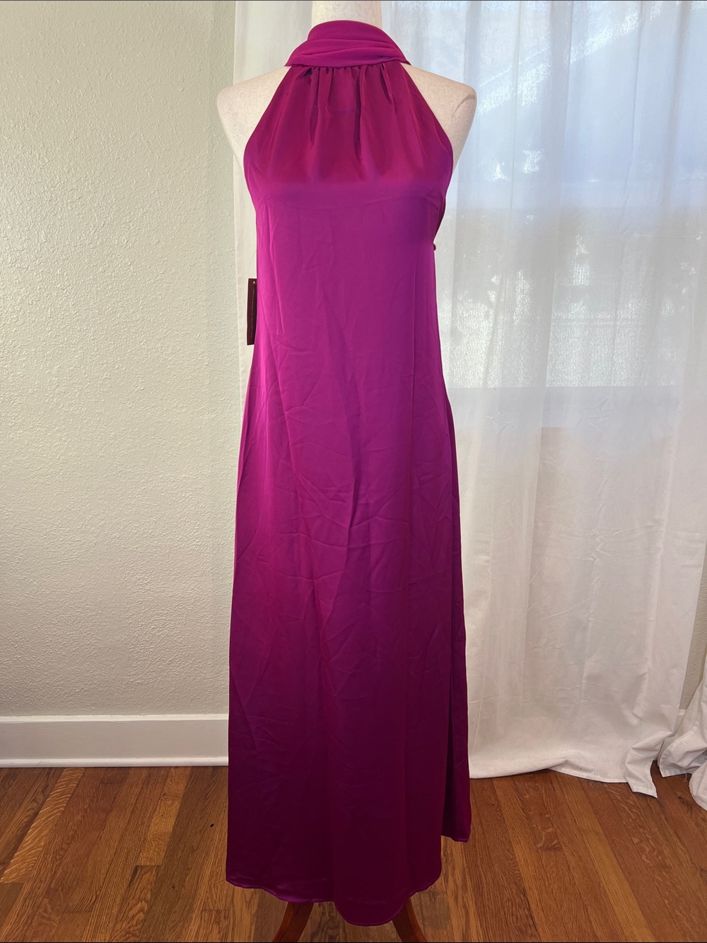 o.p.t. For Few Moda Alessia Satin Halter Maxi Dress in Orchid. Size XS. NWT